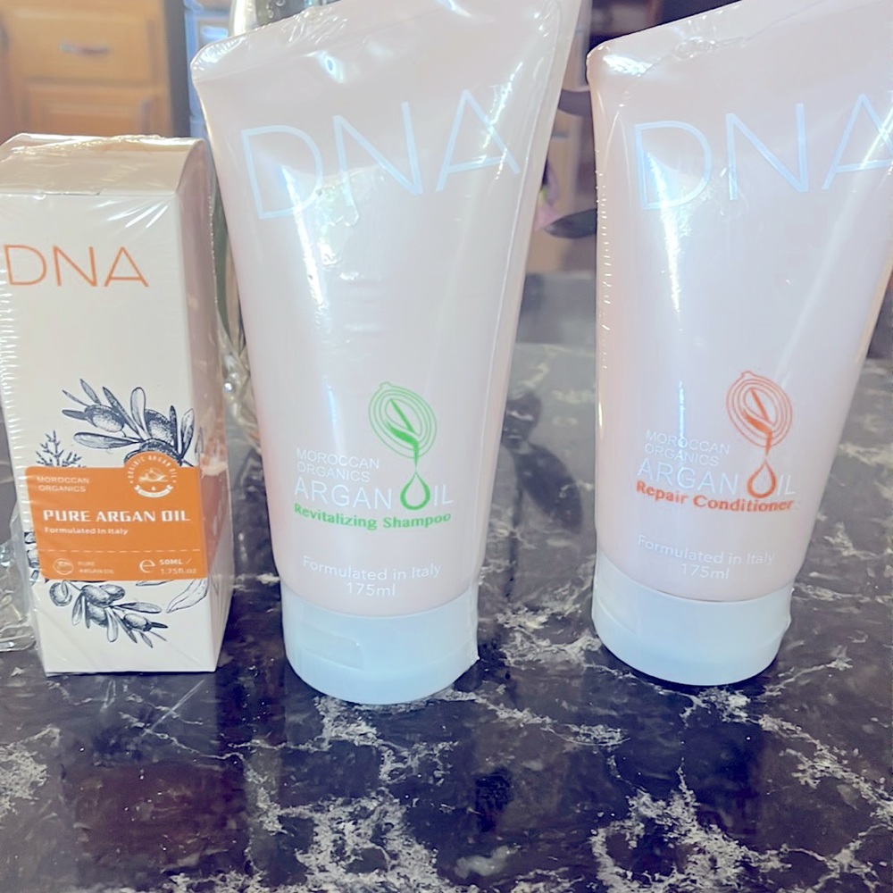 DNA Revitalizing Shamp 175ml $45. Repair Cond $45 & Argan Oil 50 ml $89
